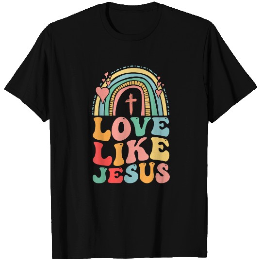 Christian Retro Religious God Christian Rainbow Love Like Jesus Christ T-Shirts
