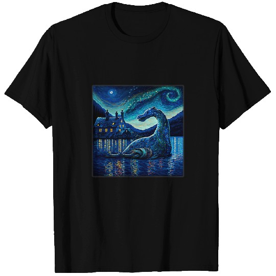 Surrealism Starry Night Nessie Loch Ness Monster T-Shirts