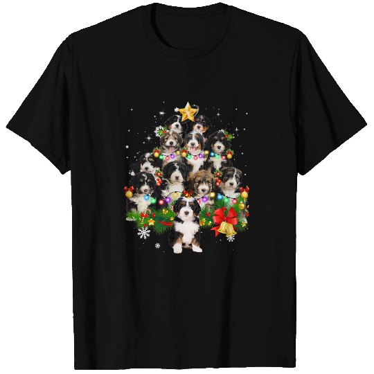 Bernedoodle Christmas Tree Lights Funny Dog xmass Gift T-Shirts