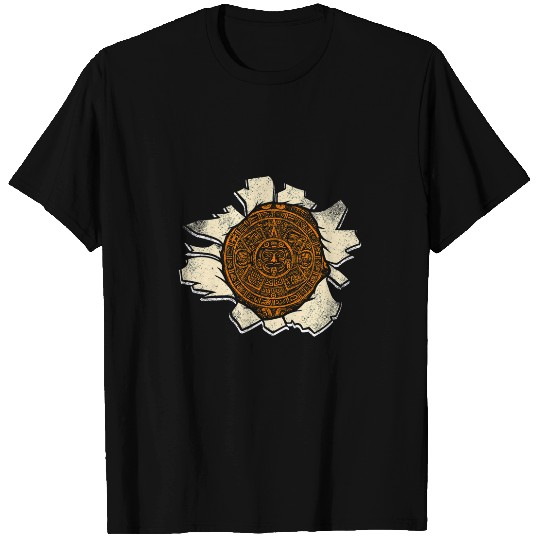 Aztec Calendar Mexican Native Mayas Mayans Art 2 T-Shirts