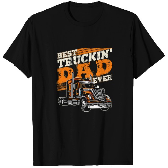 Mens bests Trucking Dad Flag USA Semi Truck Driver Christmas T-Shirts