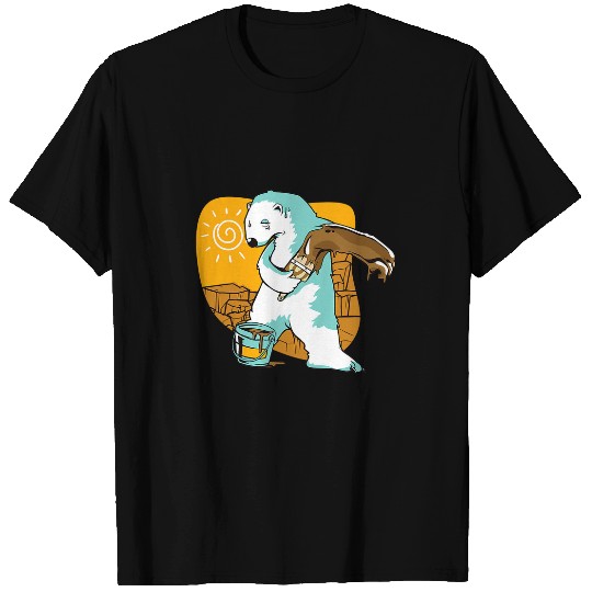 Funny Bear Polar Bear Brown Paint Environmental Climate Protection Cute Bears T-Shirts