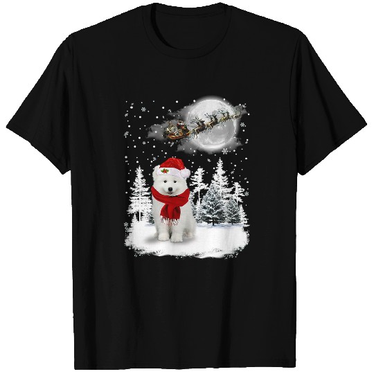 Dog Samoyed Under Moonlight Snow Christmas Pajama 13 T-Shirts