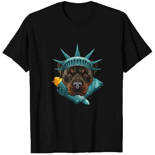 Dog Rottweiler Statue Of Liberty Rottweiler 4th Of July Dog USA America T-Shirts