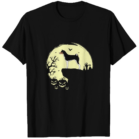 Dog Basenji Spooky Halloween Basenji Dog Lover Pet Owner Mom Full Moon T-Shirts