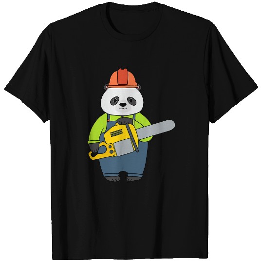 Panda Bear Chainsaw For Construction Worker Handymen T-Shirts