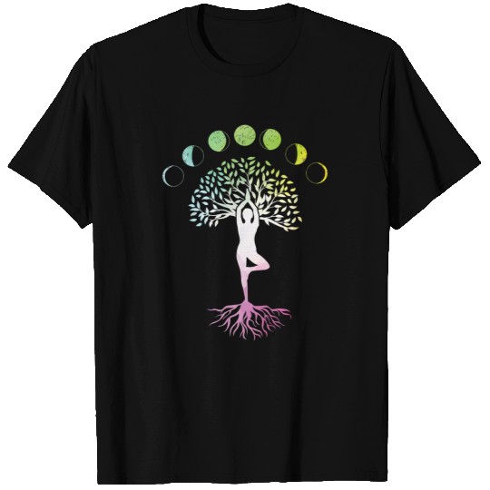 Namaste Yoga Womens Tie Dye Tree Of Life Moon Phase Yoga Zen Meditation Meditation T-Shirts