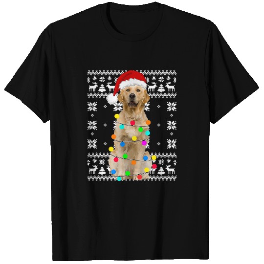 Goldie Lights Ugly Puppy Santa Hat Christmas 79 Golden Retriever Dog T-Shirts