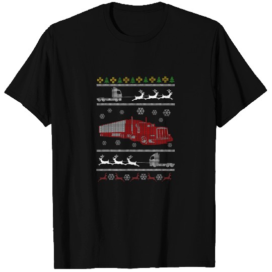 Trucker Gifts Funny Ugly Christmas Over Road Truck Driver T-Shirts