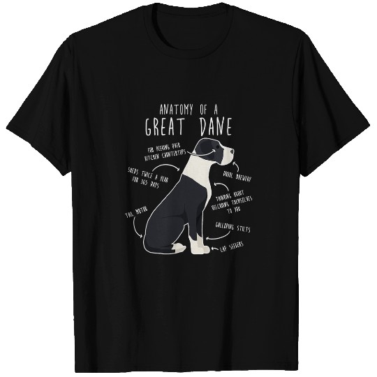 Dog Great Dane Mantle Great Dane Dog Anatomy, Cute Funny Pet Mom Dog Dad T-Shirts
