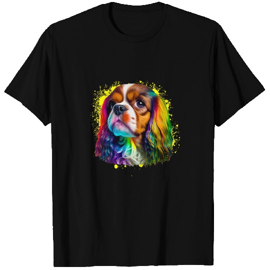 Colorful Cavalier King Charles Spaniel Pop Art Dog Lovers T-Shirts