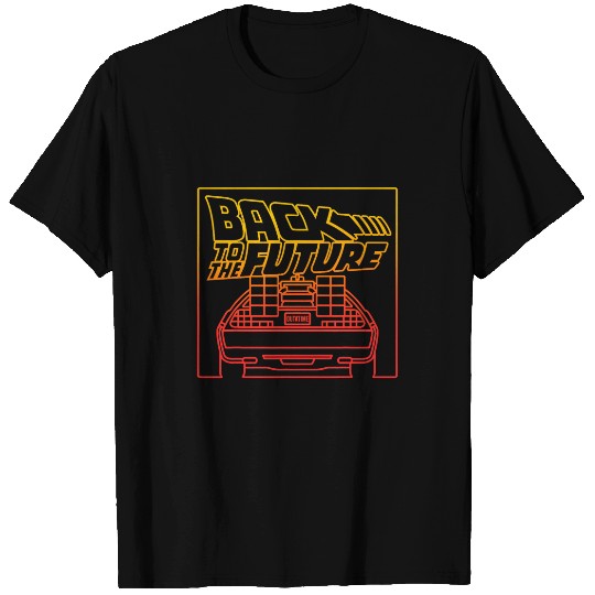 Back To The Future DeLorean Gradient Line Art T-Shirts