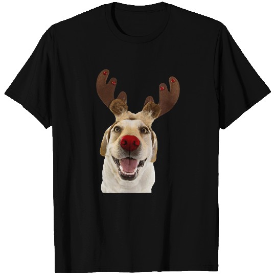 Funny Labrador Lab Dog Yellow Lab Reindeer Antlers Christmas Dog Labrador T-Shirts