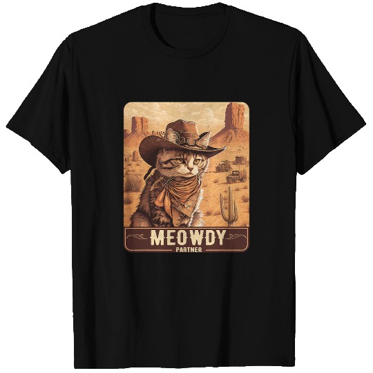 Meowdy Funny Country Music Cat Cowboy Hat Poster Funny 2 T-Shirts