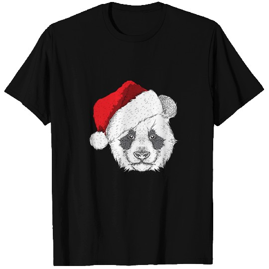 Christmas Panda bear portrait Santa Hat Pandas Bear Xmas T-Shirts