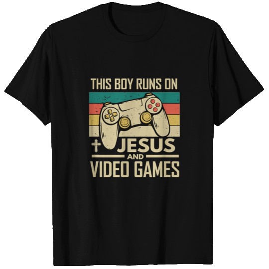 Christian Jesus Christ Christian This Boy Runs On Jesus and Video Games Christian Forest 60 Bible Verse Christ T-Shirts