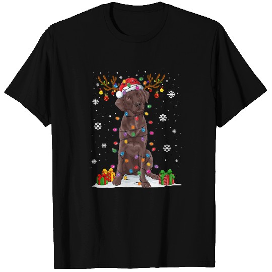 Labrador Lab Dog Chocolate Labrador Christmas Tree Light Pajama Dog Xmas T-Shirts