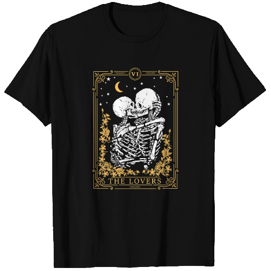 Skeletons Skulls Funny Skeletons Couple The Lovers Tarot Card Valentines Day 87 Skull T-Shirts