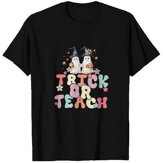 Groovy Halloween Trick Or Teach Teacher Student 4 T-Shirts