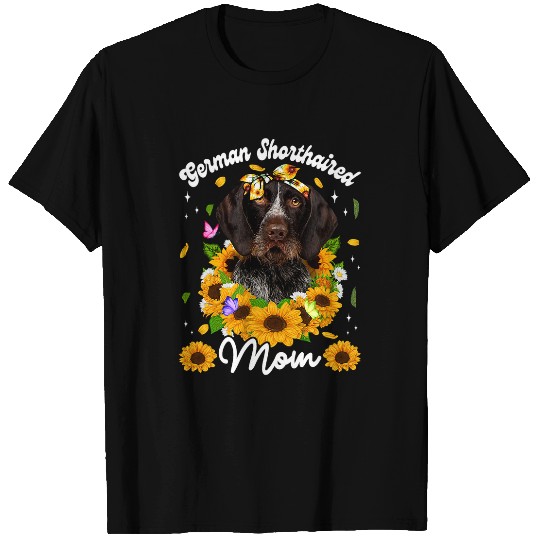 Dog German Shorthaired Womens Cute German Shorthaired Dog Mom Sunflower Mothers Day T-Shirts