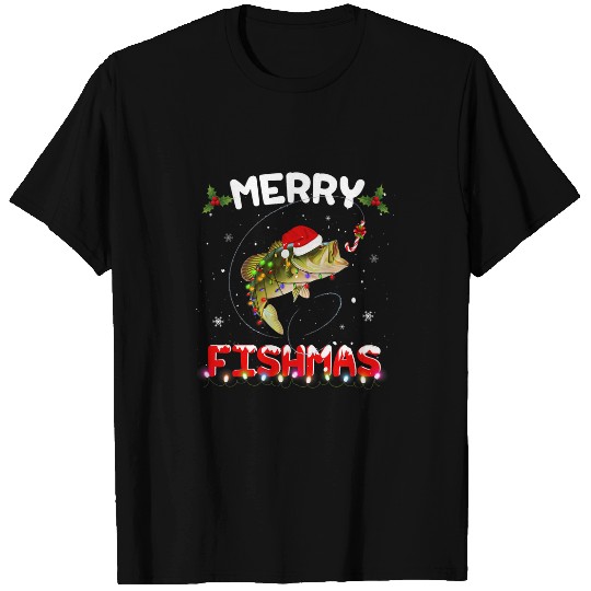 Fishing Merry Fishmas Funny Fishing Christmas Pajama Fishers Fisher T-Shirts