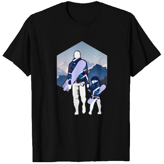 Skiing Ski Fathers Day Dad and Son Matching Snowboarding T-Shirts
