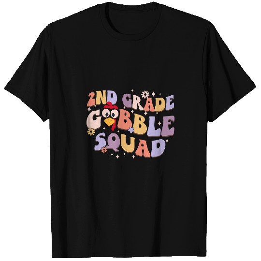 Teacher Job 2nd grade Gobble Squad turkey Thanksgiving boy girl kids T-Shirts