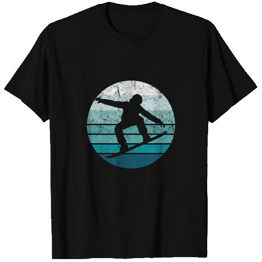 Skiing Ski Snowboard Retro vintages Cool Snowboarding Blue Sunset T-Shirts
