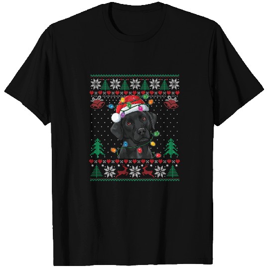 Labrador Lab Dog Black Lab Labrador Christmas Santa Hat Dog Ugly Sweater T-Shirts