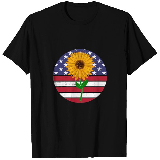 Sunflower Distressed flag circle T-Shirts