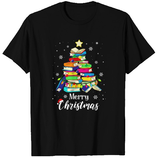 Reading Book Christmas Library Tree Love Reading Books Librarian Reader T-Shirts