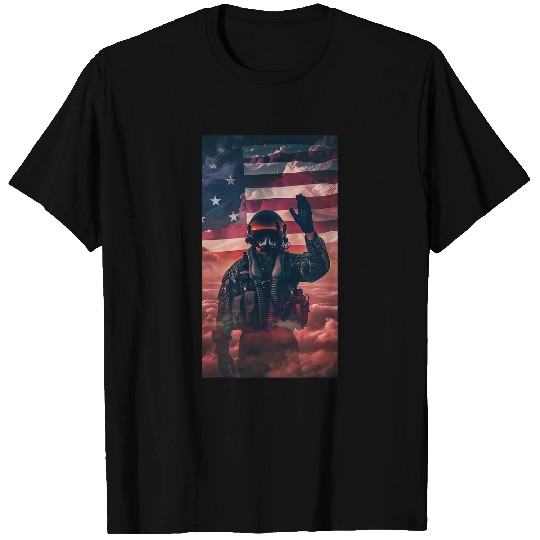 Patriotic Fighter Jet Pilot Military Pilot Salute T-Shirts