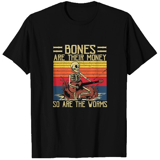 Skeletons Skulls Bones Are Their Money Skeletons Playing Guitar Retro vintages 8 Skull T-Shirts