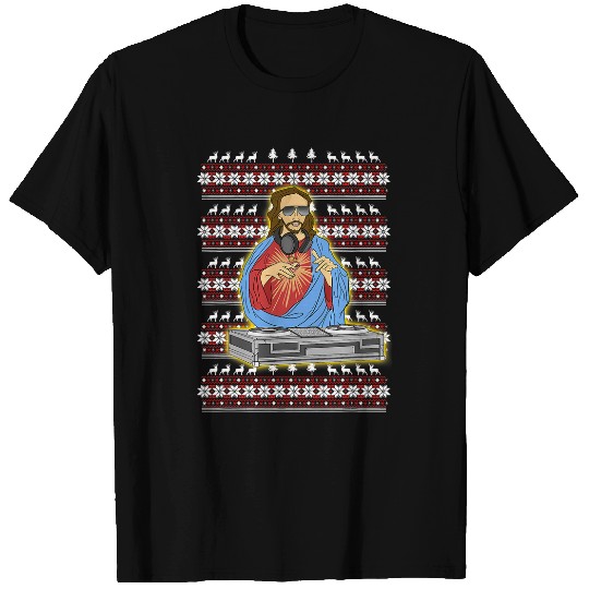 Christian DJ Jesus Christ on Turntable Christmas Christ T-Shirts