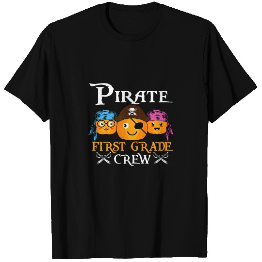 Teacher Job Funny Pirate First Grade Crew Halloween Tee Pirate Day T-Shirts