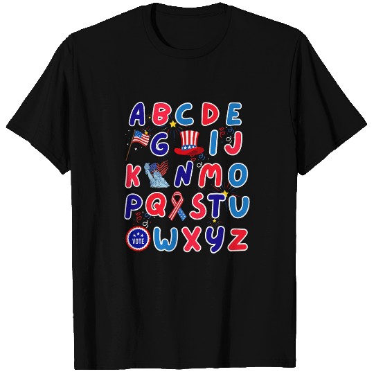 Funny 4th Of July ABCs Alphabet Patriotic Preschool Teacher T-Shirts