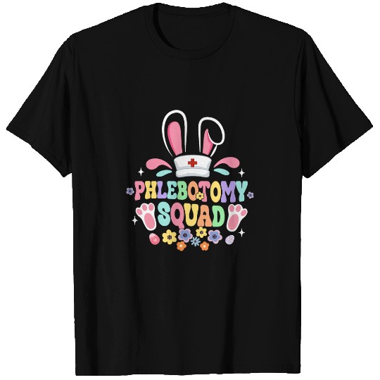 Groovy Phlebotomy Squad Phlebotomist Bunny Ear Flower Easter T-Shirts
