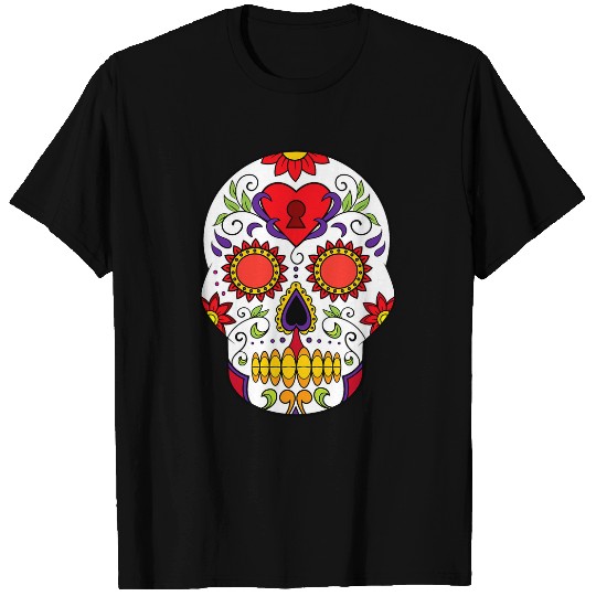 Skeletons Skulls Sugar Skull Calavera Floral Halloween Skull T-Shirts
