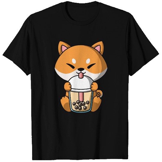Dog Shiba Inu Kawaii Shiba Inu Dog Boba Milk Tea Bubble Tea Anime T-Shirts