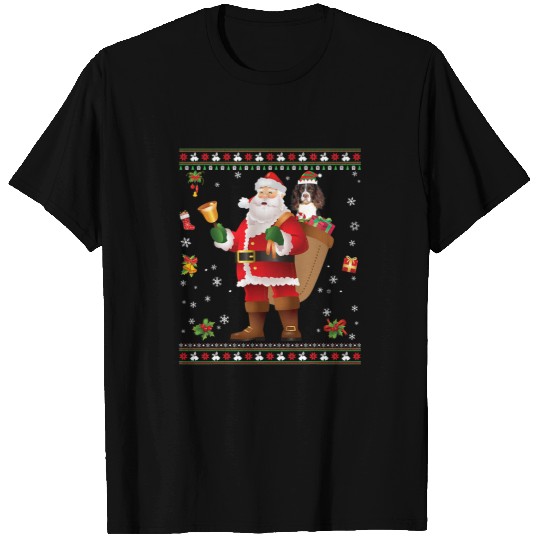 Santa English Springer Spaniel Dog Present Merry Christmas T-Shirts