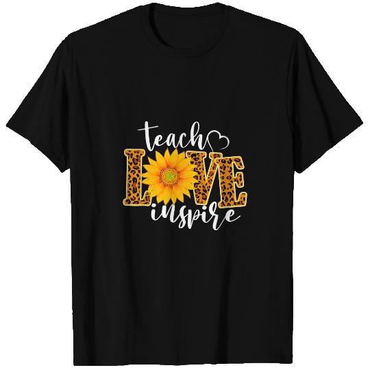 Teacher Job Teach Inspire Love Sunflower Leopard Cheetah Teachers School 118 T-Shirts