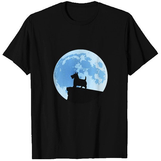 Dog Scottish Terrier Scottie Dog Moon Silhouette T-Shirts