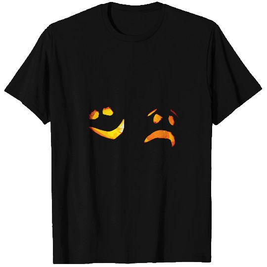 Comedy Tragedy Funny Pumpkin Halloween Face Design Art T-Shirts