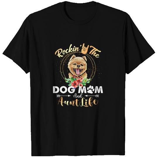 Dog Pomeranian Rockin The Dog Mom Aunt Life Pomeranian Womens Funny T-Shirts