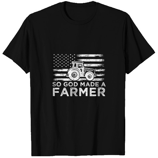Tractor driving Patriotic American Flag Tractor So God Made A Farmer 2 T-Shirts