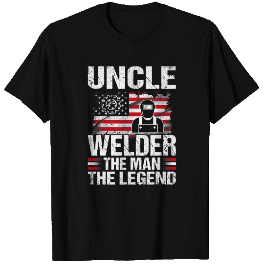 Welders Uncle Welder The Man The Legend Retro USA Flag T-Shirts