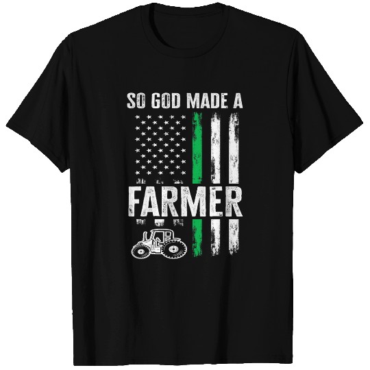Tractor driving Patriotic American Flag Tractor So God Made A Farmer T-Shirts