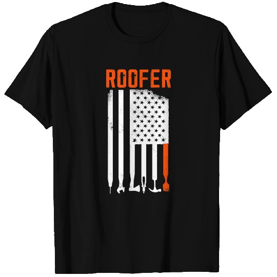 Woodworking 4th of July Roofing American Flag Patriotic Roofer Carpenter T-Shirts