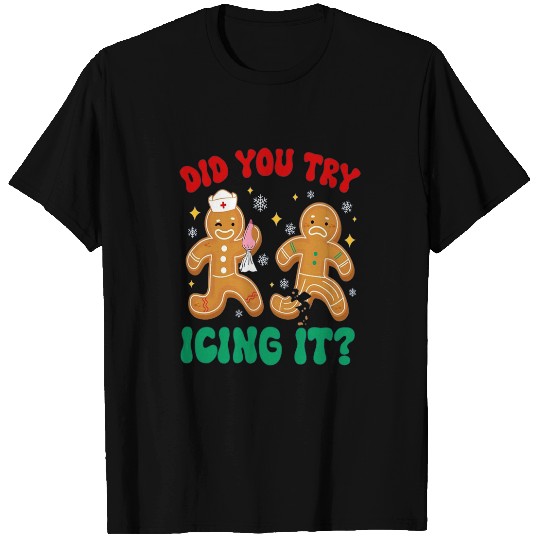 Funny Christmas nurses Gingerbread Man Did You Try Icing It 5 T-Shirts