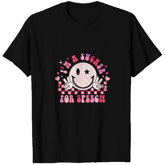 Sucker For Speech Therapy Pathologist Valentines Day Groovy T-Shirts